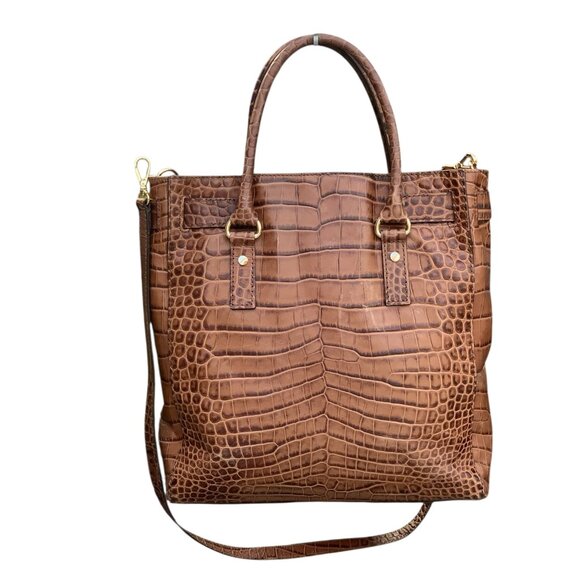 Michael Kors Hamilton Convertible Satchel/Tote Embossed Leather Womens Handbag - Picture 4 of 16